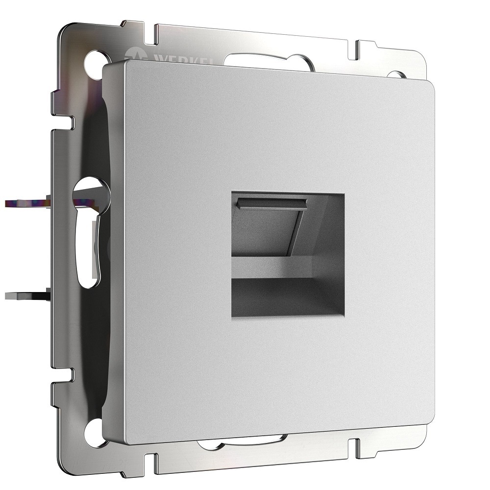 original-20607.jpg Розетка компьютерная Werkel встраиваемая серебряная матовая RJ45 (a063620) — изображение 1