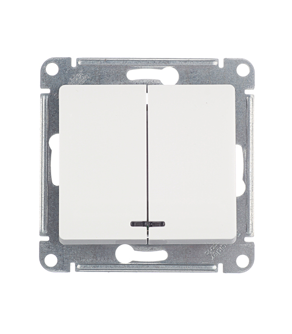 original-20807.jpg Выключатель Systeme Electric Glossa двухклавишный встраиваемый белый с подсветкой (GSL000153) — изображение 1