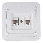 Розетка компьютерная Makel Mimoza встраиваемая белая 2хRJ45 (12036)