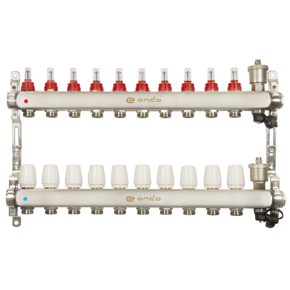 original-20884.jpg Коллекторная группа с расходомерами Ondo 1 ВР(г) х 10 выходов 3/4 НР(ш) ЕК х 1 ВР(г) — изображение 1