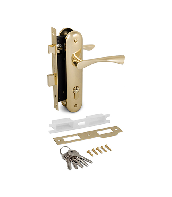 original-21034.jpg Замок врезной Palladium ЗВ AL 1853 GP универсальный с цилиндром золото 5 ключей — изображение 1