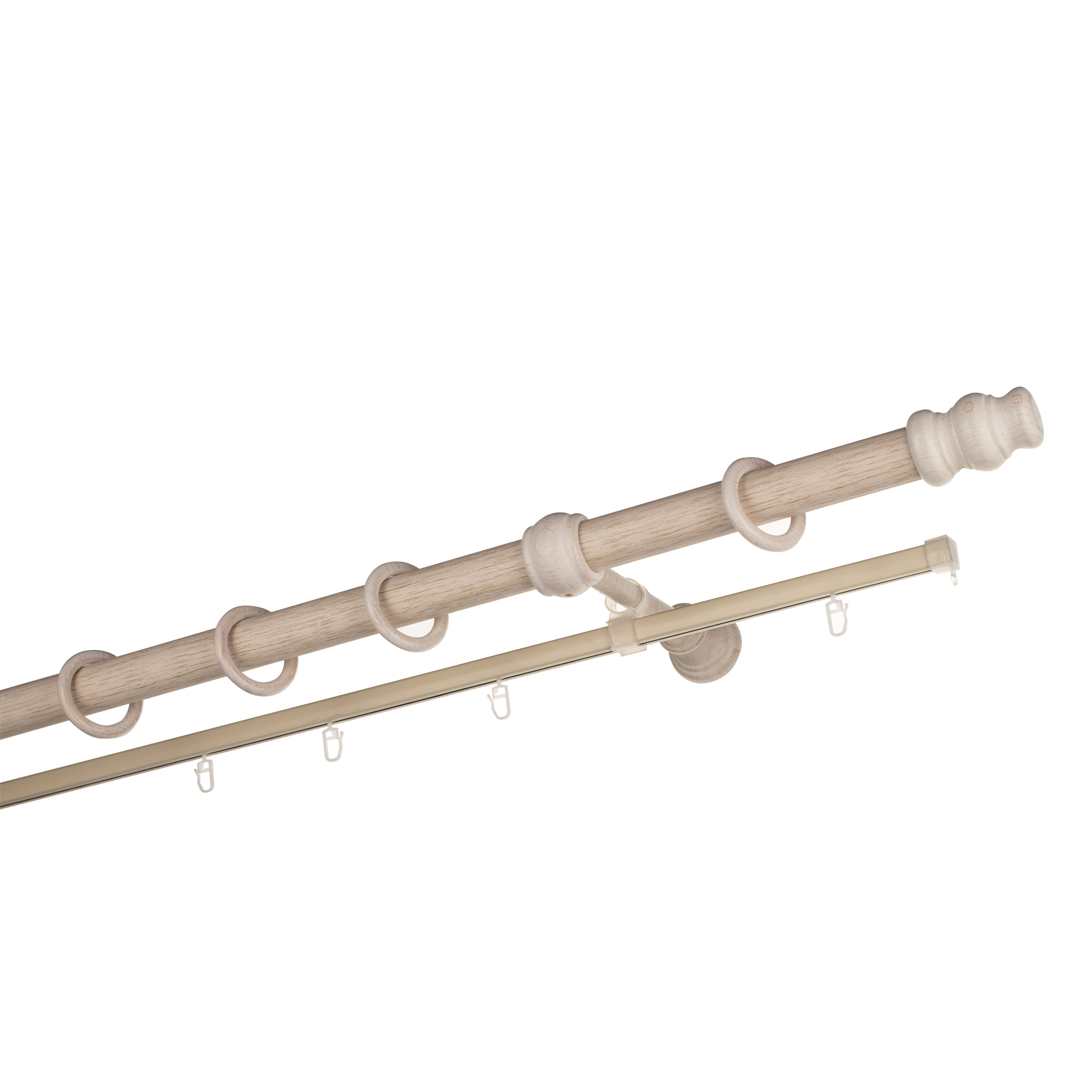 original-21333.jpg Карниз настенный деревянный двухрядный круглый 300 см d 28 мм беленый дуб — изображение 1