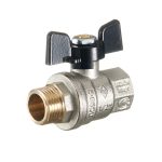 Кран шаровой латунный Bugatti 1/2 ВР(г) х 1/2 НР(ш) бабочка прямой (03070176)