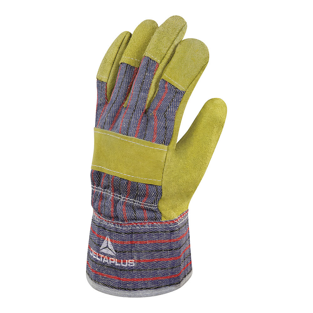 original-21526.jpg Перчатки х/б 5 нитей спилковые Delta Plus DC103 бежево-синие 10 (XL) — изображение 1