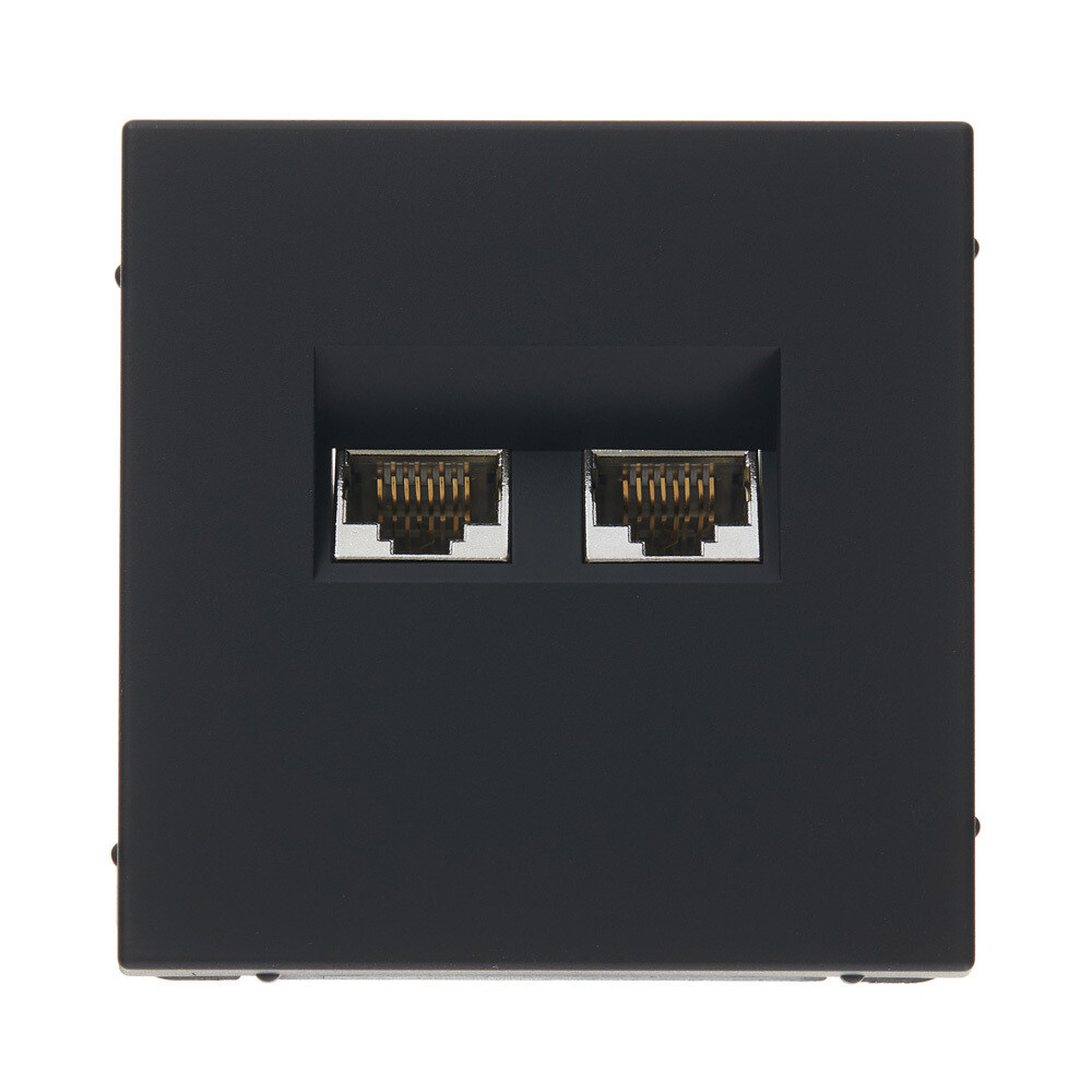 original-21695.jpg Розетка компьютерная Systeme Electric ArtGallery встраиваемая карбон 2хRJ45 (GAL001088) — изображение 1