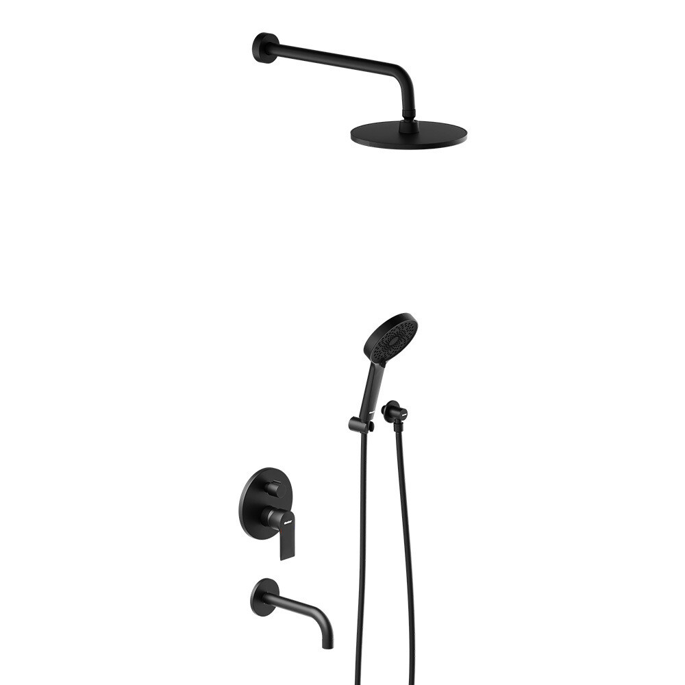 original-22018.jpg Душевая система Damixa Apollo встраиваемая с верхним душем с лейкой со смесителем черная (947510300) — изображение 1