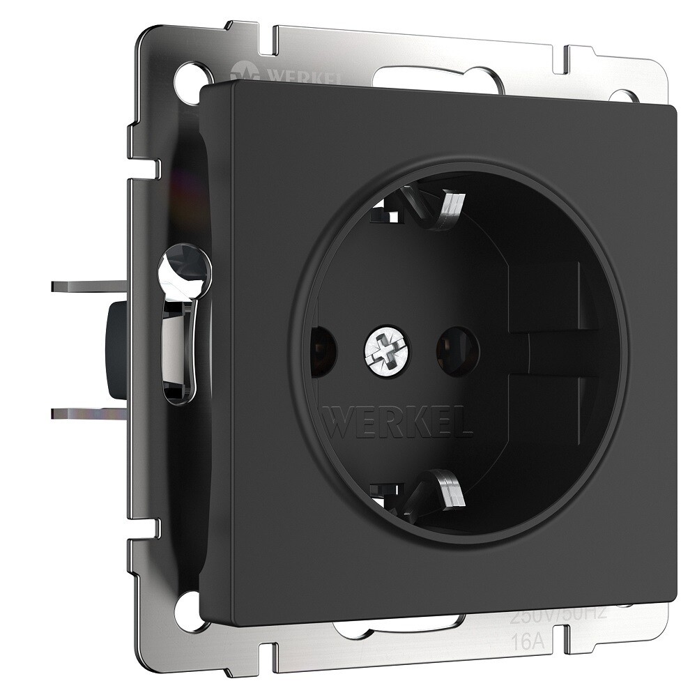 original-22065.jpg Розетка Werkel встраиваемая черная матовая со шторками (a051622) — изображение 1