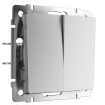 Выключатель Werkel двухклавишный встраиваемый серебряный матовый (a063609)