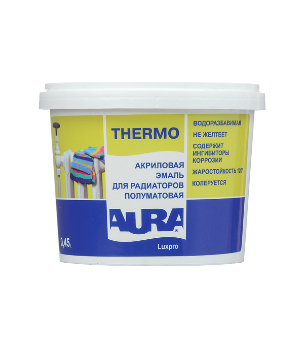 original-22331.jpg Эмаль для радиаторов Aura Luxpro Thermo база А белая полуматовая акриловая 0,45 л — изображение 1