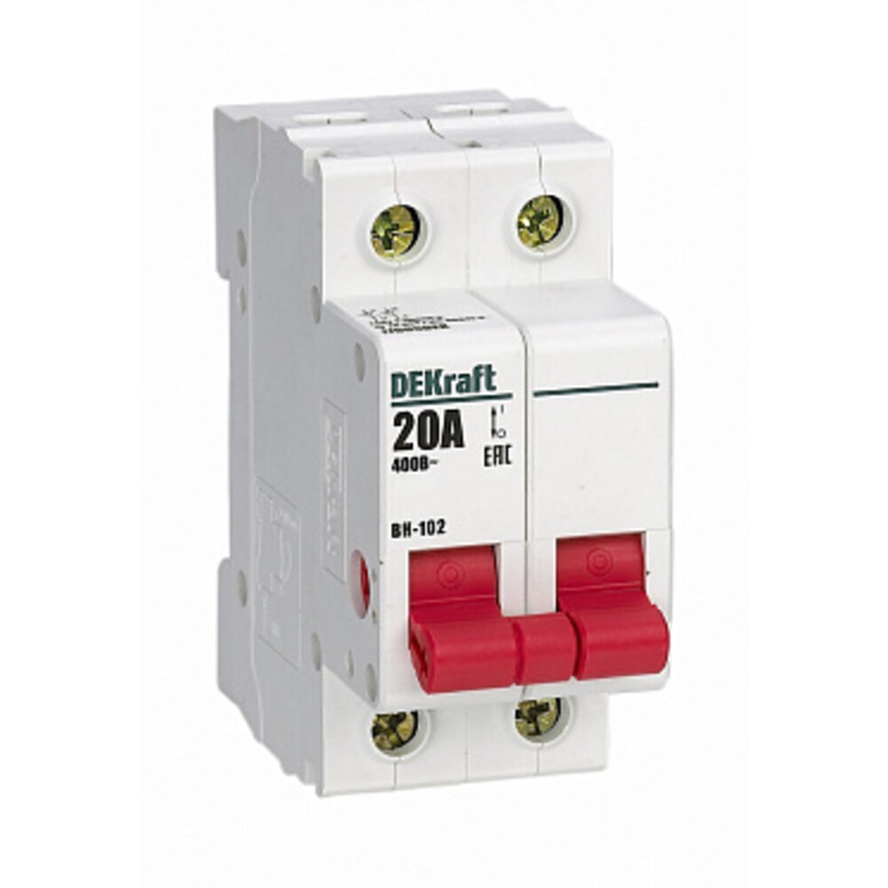 original-22495.jpg Выключатель-разъединитель Dekraft ВН-102 2P 20А 400 В на DIN-рейку (17005DEK) — изображение 1