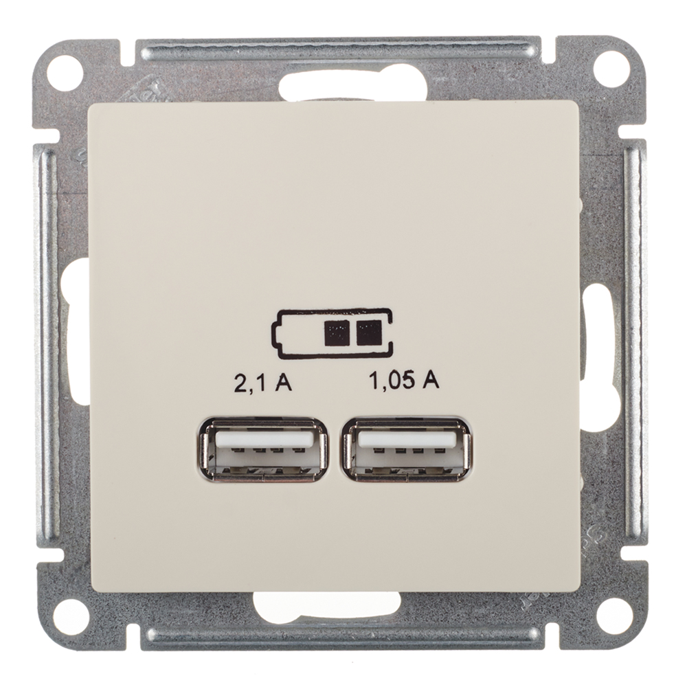 original-22718.jpg Розетка USB Systeme Electric AtlasDesign встраиваемая бежевая 2хUSB-А (ATN000233) — изображение 1
