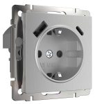 Розетка Werkel встраиваемая серебряная рифленая с USB-A/ Type-C (a056277)