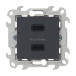 Розетка USB Simon 24 Harmonie встраиваемая графит 2хUSB-А (2411096-038)