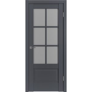 Дверь межкомнатная ER2 700х2000 мм ПВХ эмалекс оникс со стеклом с замком и петлями