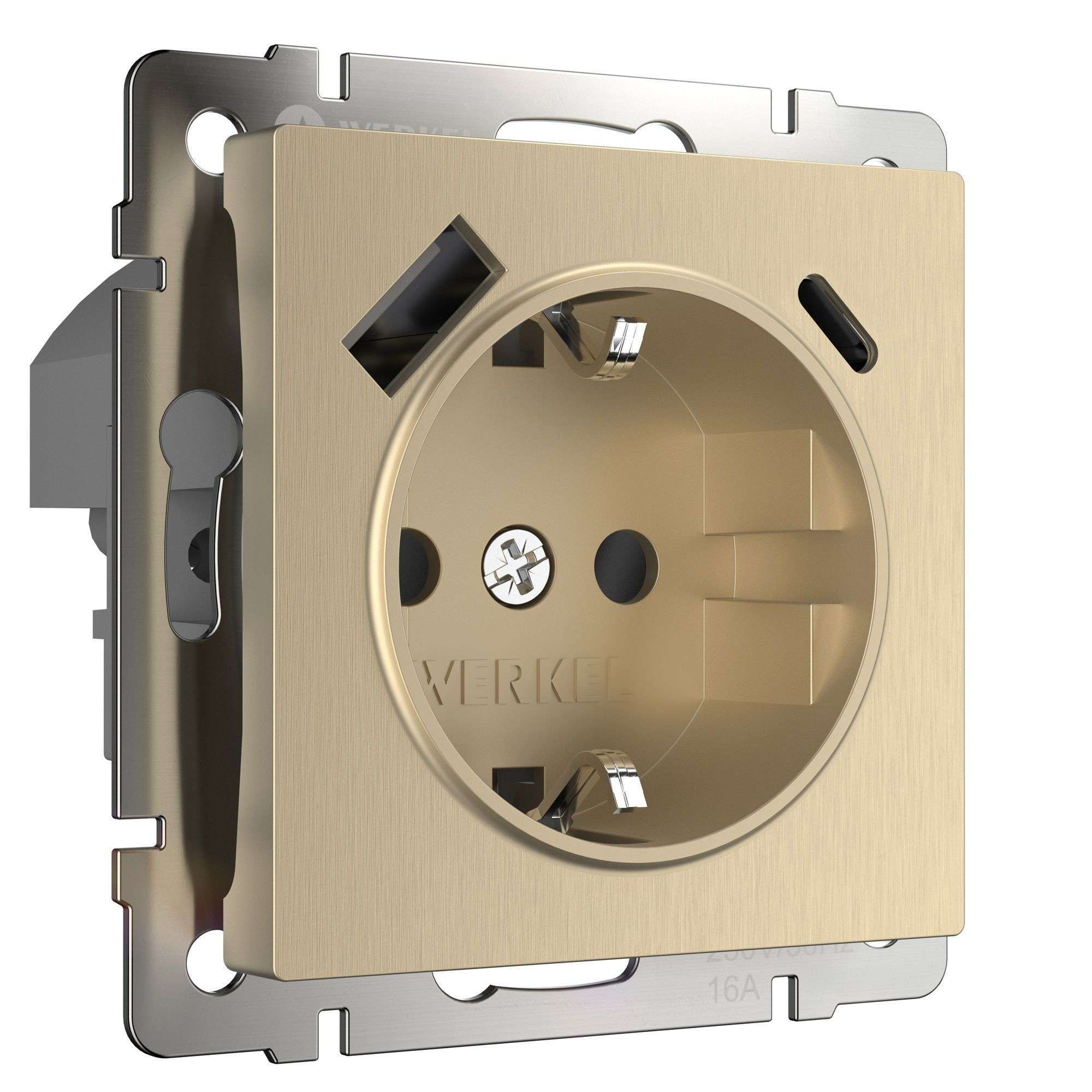 original-24314.jpg Розетка Werkel встраиваемая шампань рифленая с USB-A/ Type-C (a056276) — изображение 1