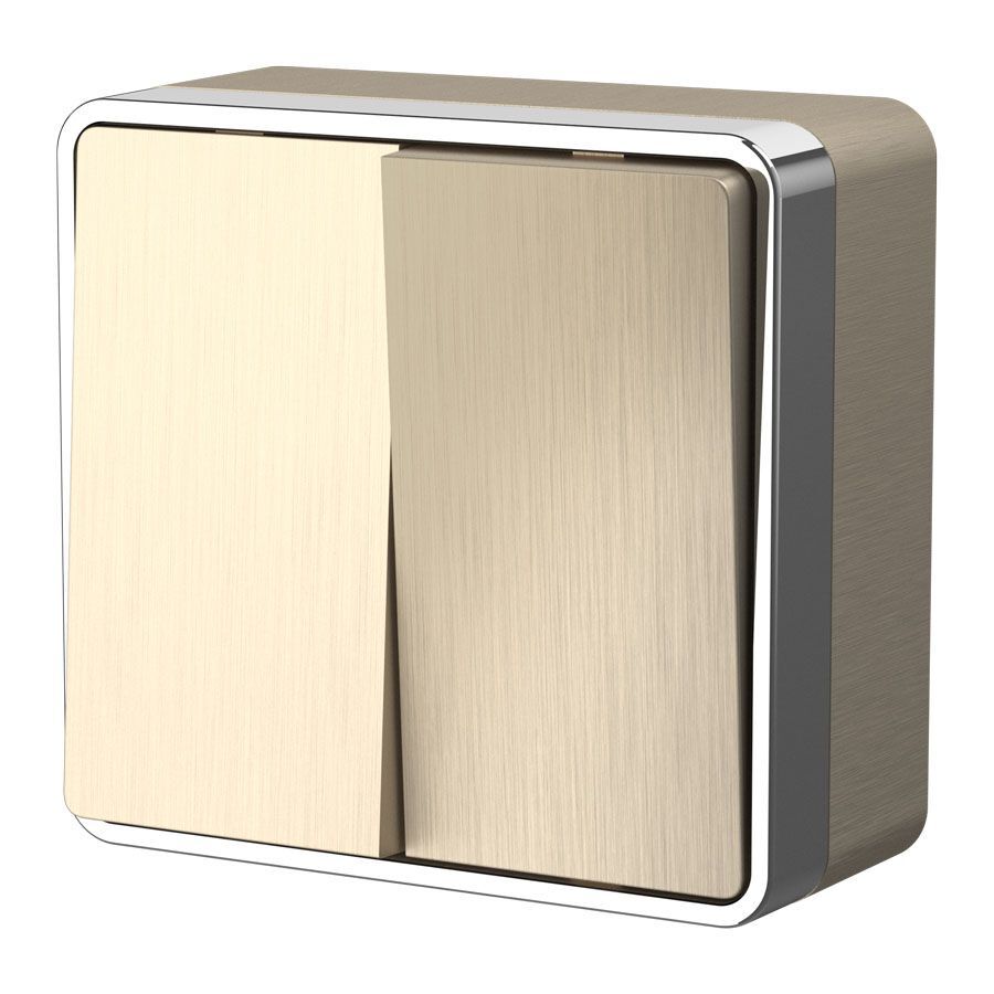 original-24521.jpg Выключатель Werkel Gallant двухклавишный накладной шампань рифленый (a051044) — изображение 1