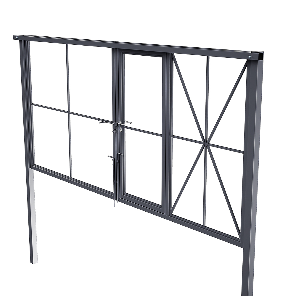 original-24526.jpg Ворота распашные каркас со столбами 3,5х1,85 м с калиткой графитовый серый RAL 7024 — изображение 1