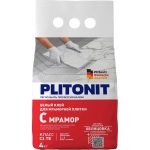 Клей для плитки/ керамогранита/ мозаики/ камня Plitonit С Мрамор белый класс C2 TE 4 кг