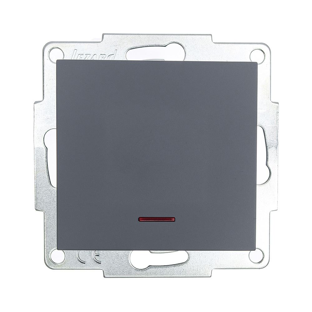 original-24632.jpg Выключатель Lezard Vesna одноклавишный встраиваемый графит с подсветкой (742-3488-111) — изображение 1