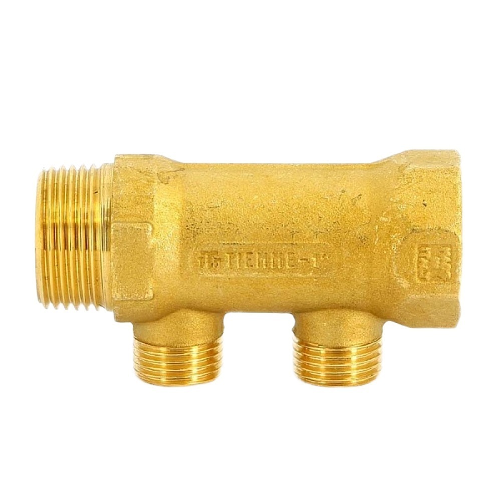 original-24665.jpg Коллектор Tiemme 3/4 ВР(г) х 2 выхода 1/2 НР(ш) ЕК х 3/4 НР(ш) регулируемый (1910004) — изображение 1