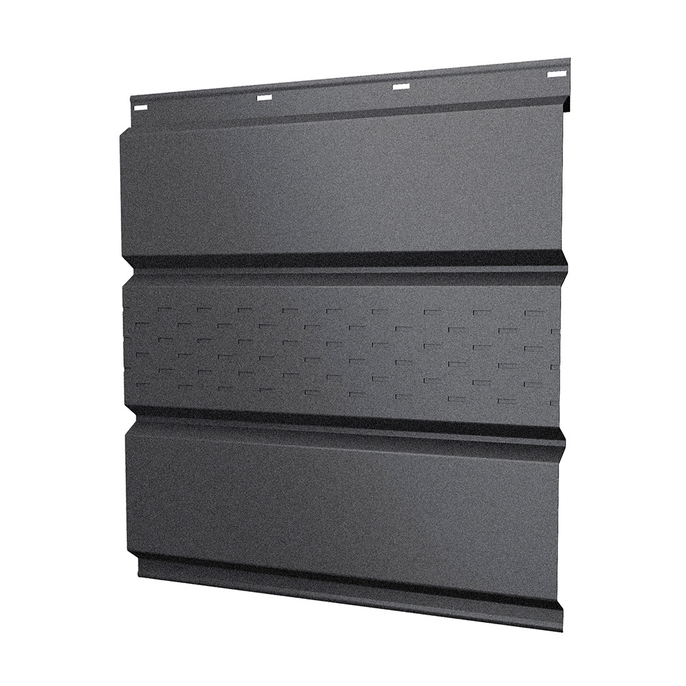 original-25009.jpg Софит металлический с центральной перфорацией Grand Line графитовый серый RAL 7024 2000х357х0,45 мм — изображение 1