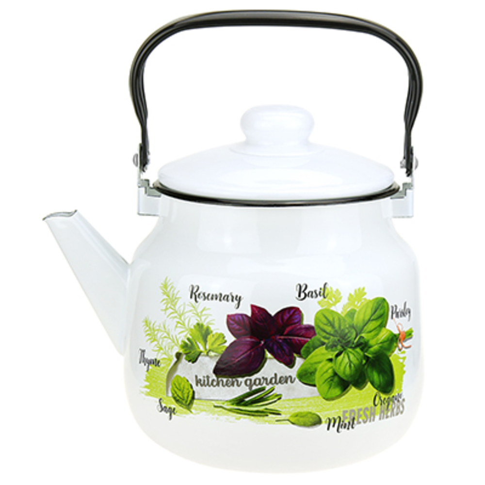 original-25010.jpg Чайник эмалированный Магнитогорская эмаль Базилик 3,5 л белый — изображение 1