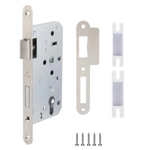 Замок врезной Fuaro C-55-72 для входной двери под цилиндр нержавеющая сталь