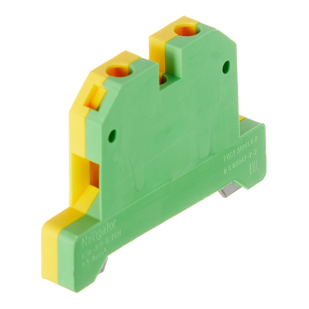 original-2526.jpg Колодка клеммная винтовая Navigator 6 кв.мм желто-зеленая (10 шт.) (612249) — изображение 1