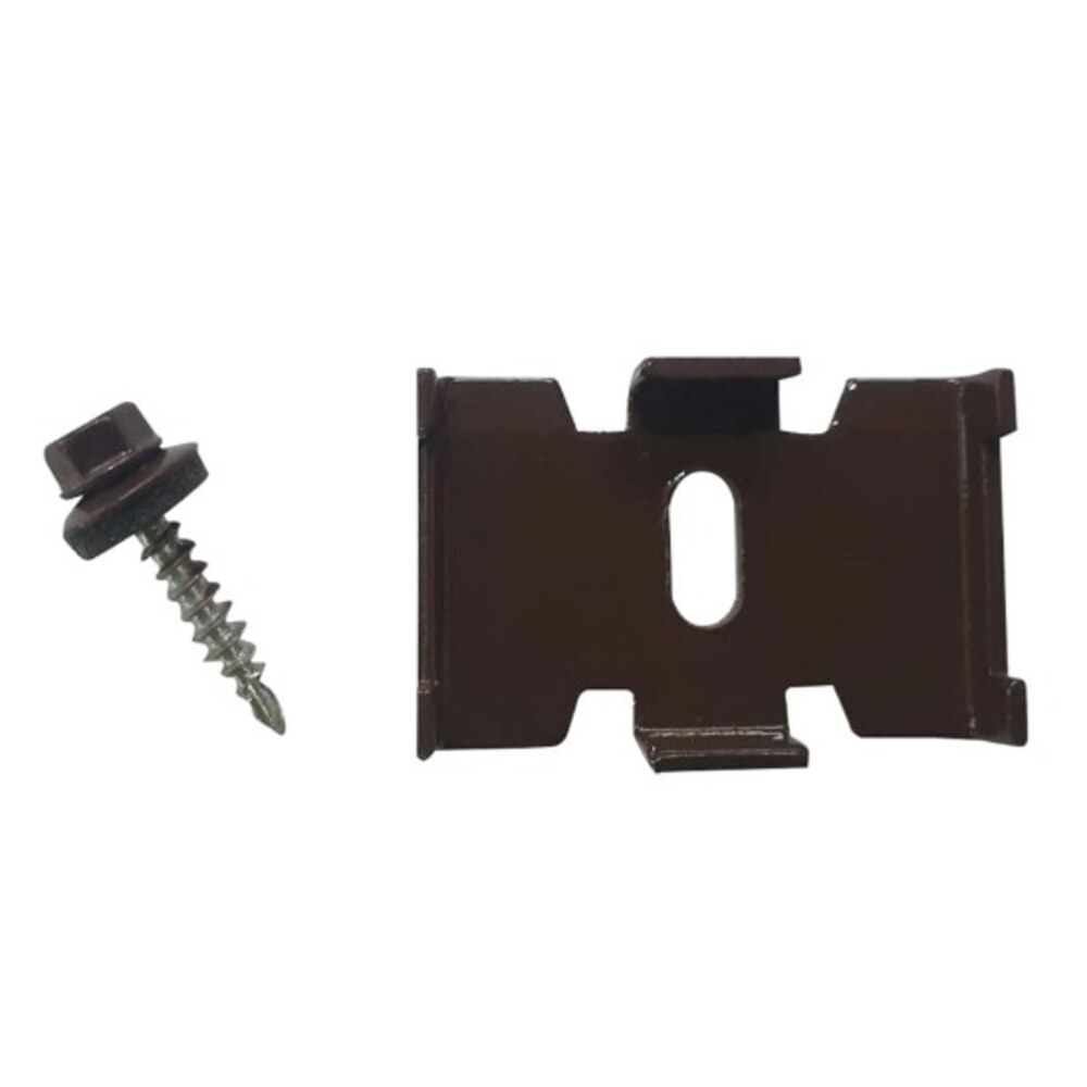 original-25274.jpg Крепление скоба-саморез для панелей 3D универсальное Ювента коричневое RAL 8017 — изображение 1