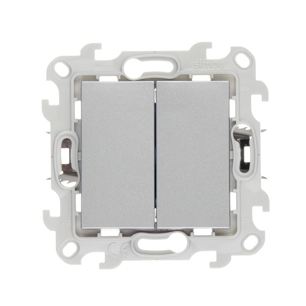 original-25470.jpg Выключатель Simon 24 Harmonie двухклавишный встраиваемый алюминий (2420398-033) — изображение 1