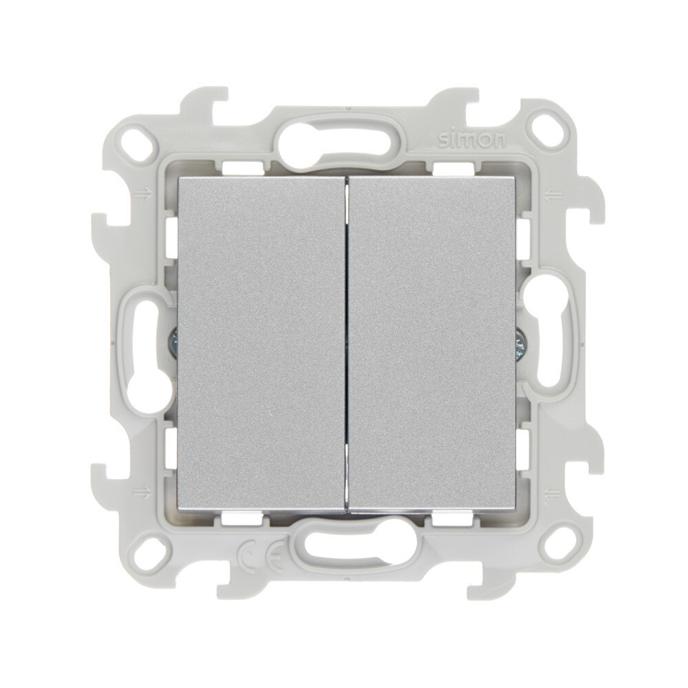 original-25472.jpg Переключатель Simon 24 Harmonie двухклавишный встраиваемый алюминий (2410397-033) — изображение 1