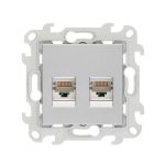 Розетка компьютерная Simon 24 Harmonie встраиваемая алюминий 2хRJ45 (2450593-033)