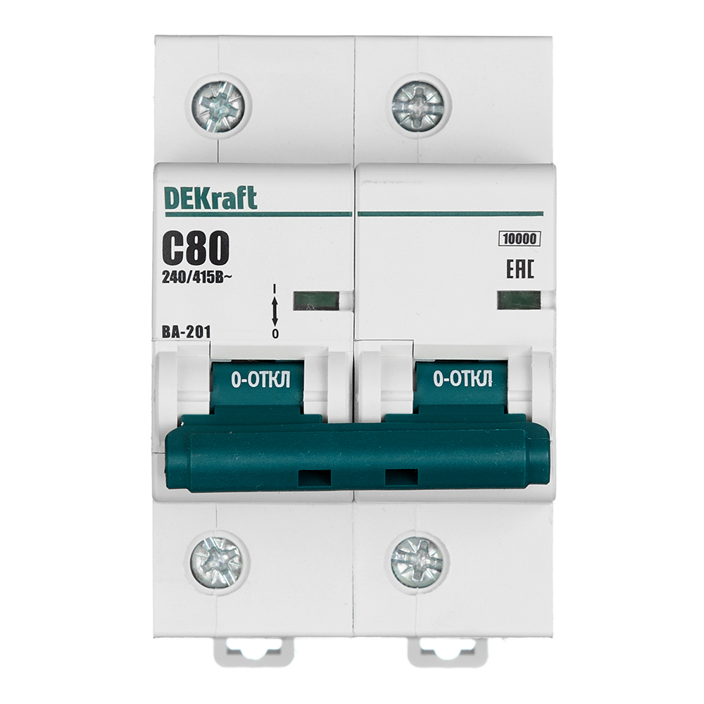 original-2558.jpg Автоматический выключатель модульный Dekraft ВА-201 2P 80А тип C 10 кА 220 В (13005DEK) — изображение 1