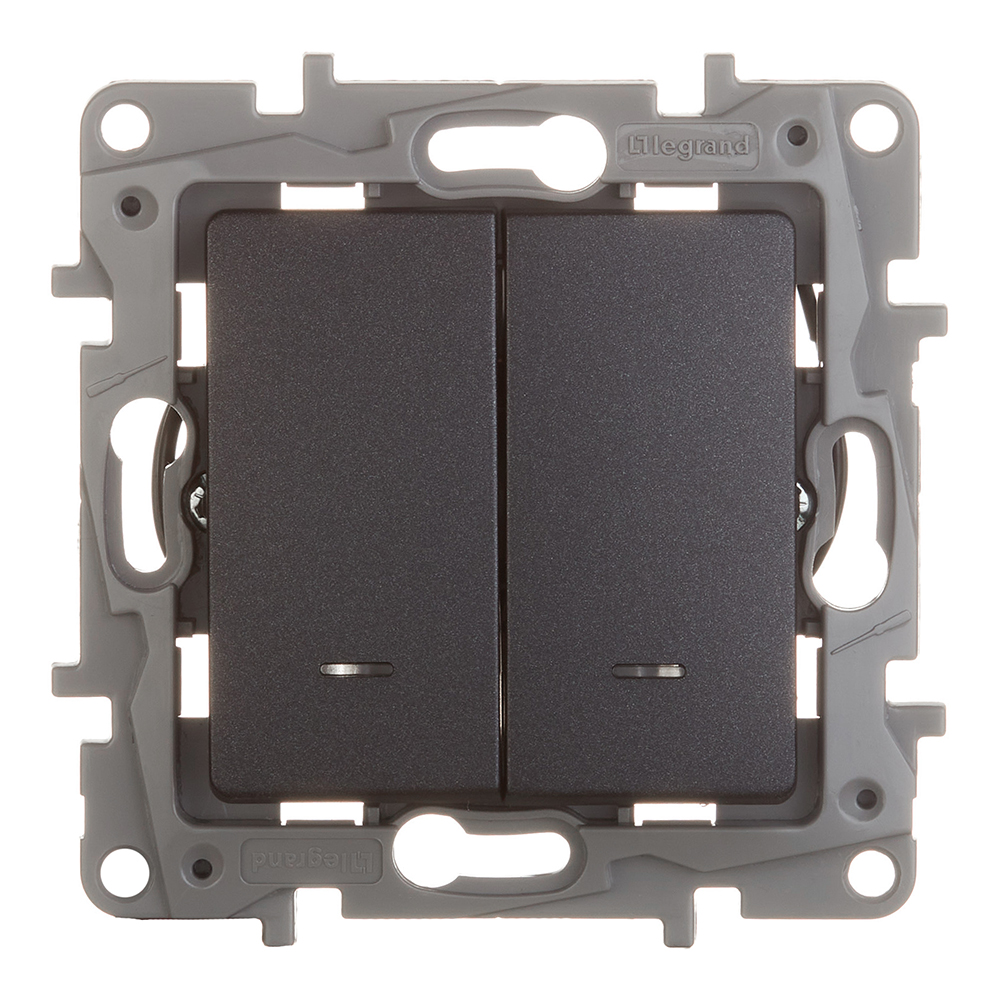 original-25795.jpg Выключатель Legrand Etika двухклавишный встраиваемый антрацит с подсветкой (672604) — изображение 1