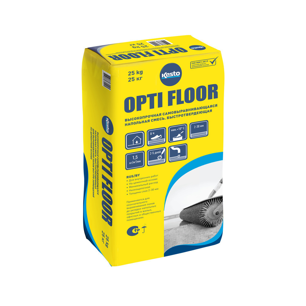 original-25847.jpg Ровнитель (наливной пол) финишный Kesto Opti Floor самовыравнивающийся быстротвердеющий 25 кг — изображение 1