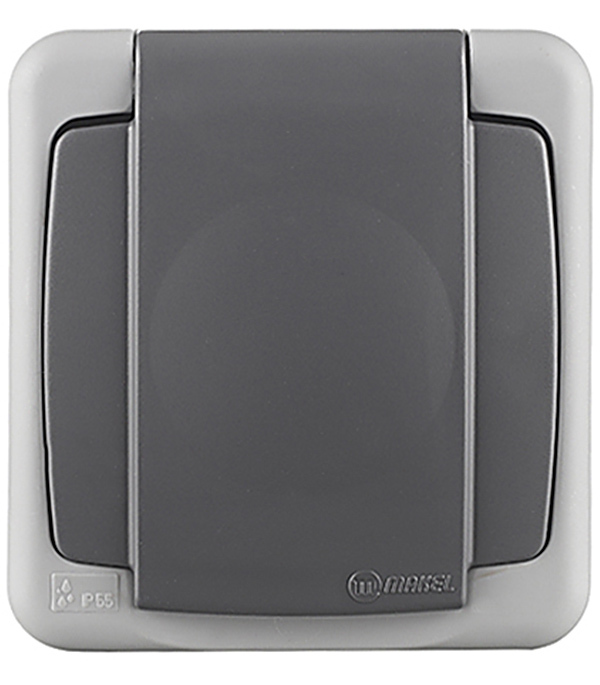 original-26035.jpg Розетка Makel накладная серая с крышкой (36064099) — изображение 1