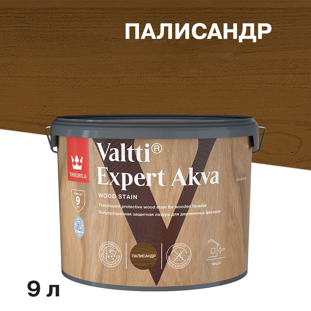 original-26078.jpg Антисептик Tikkurila/Tikkivala Valtti Expert Akva декоративный для дерева палисандр 9 л — изображение 1
