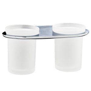 Стакан для ванной WasserKraft Kammel с держателем двойной стекло матовый/металл хром (K-8328D)