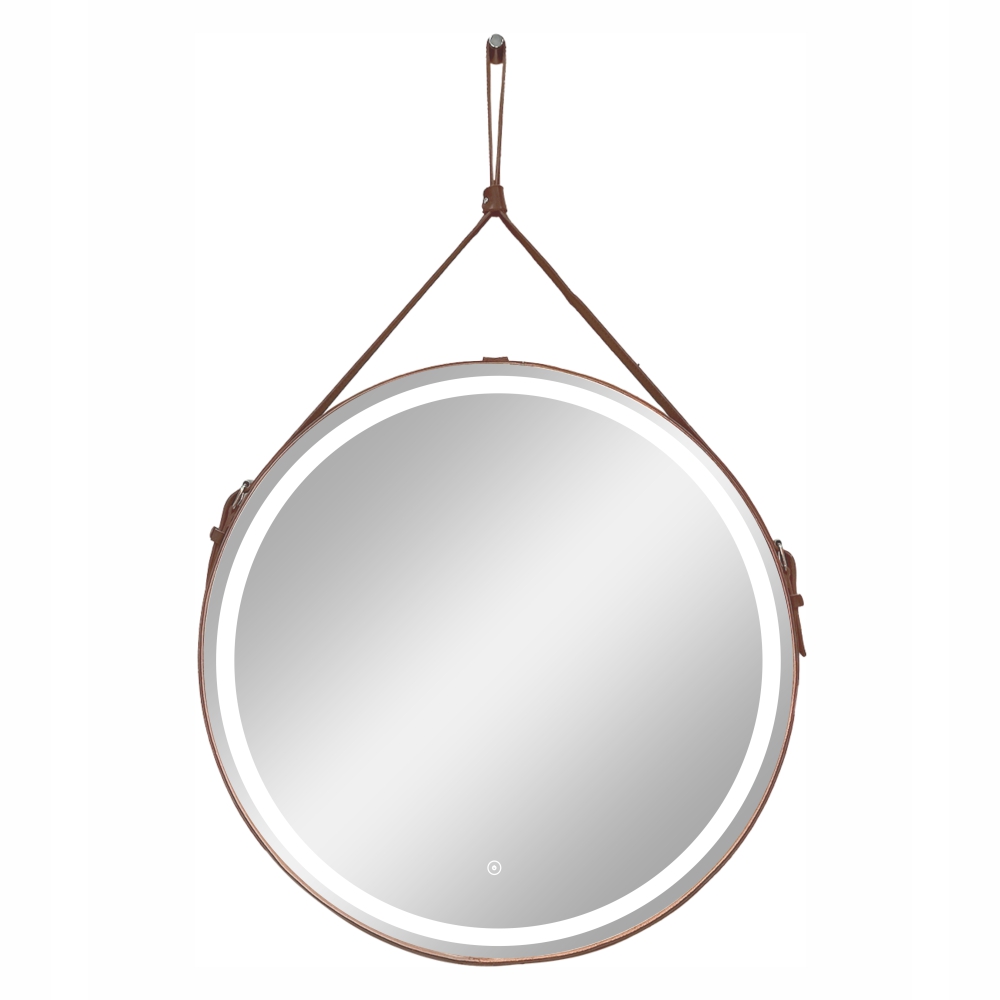original-26173.jpg Зеркало с подсветкой круглое 65 см на ремне коричневом с сенсорным включением Continent Amarante (ЗЛП2412) — изображение 1