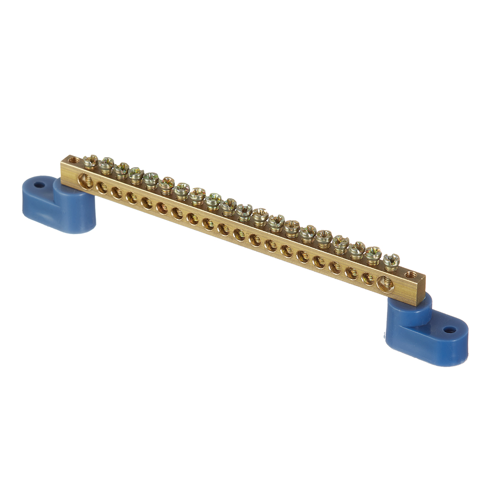 original-26200.jpg Шина нулевая на 2-х угловых изоляторах EKF PROxima 6х9 мм 20 отверстий синяя (sn0-2-63-20-r) — изображение 1