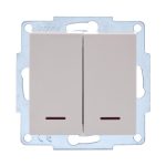 Выключатель Lezard Vesna двухклавишный встраиваемый крем с подсветкой (742-0388-112)