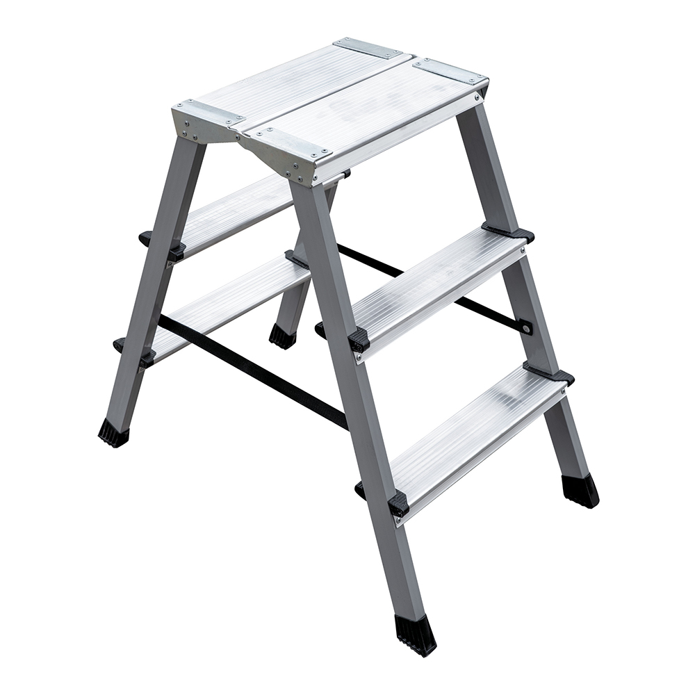 original-2682.jpg Стремянка алюминиевая 3 ступени 80 мм двухсторонняя 0,66 м Новая высота 200 — изображение 1