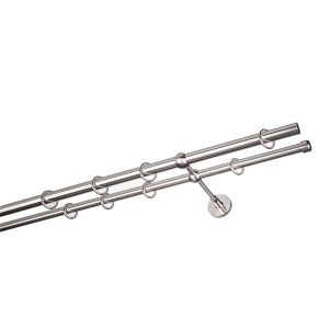 Карниз настенный металлический двухрядный круглый 160 см d20 мм серебро