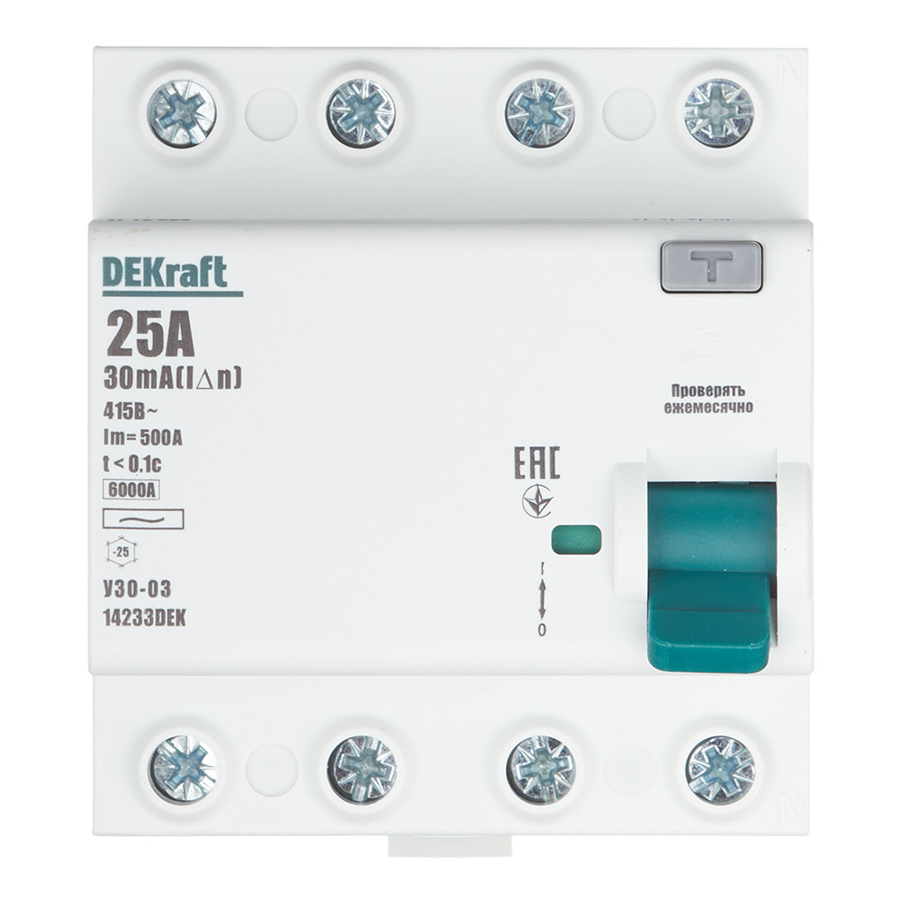 original-26977.jpg УЗО Dekraft УЗО-03 25А 3P+N тип AC 30 мА 6 кА компактное (14233DEK) — изображение 1