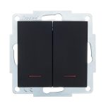 Выключатель Lezard Vesna двухклавишный встраиваемый черный бархат с подсветкой (742-4288-112)