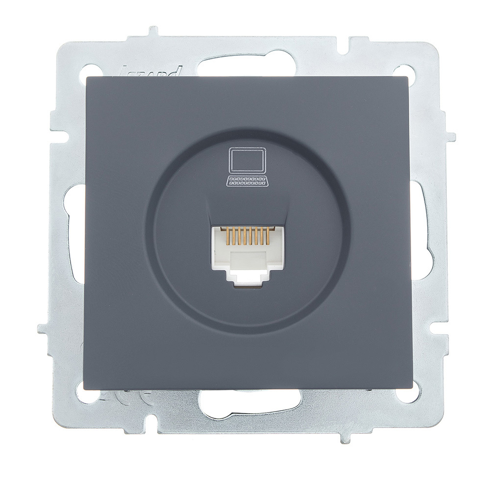 original-27212.jpg Розетка компьютерная Lezard Vesna встраиваемая графит RJ45 (742-3488-139) — изображение 1