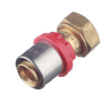 Соединитель прямой Tiemme с накидной гайкой и плоской прокладкой 20(пресс) х 1/2 ВР(г)