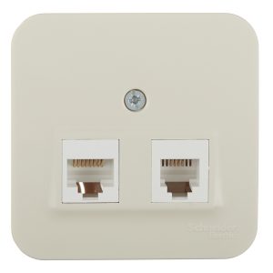 Розетка компьютерная/ телефонная Systeme Electric Blanca накладная бежевая RJ11/ RJ45 (BLNIA045117)