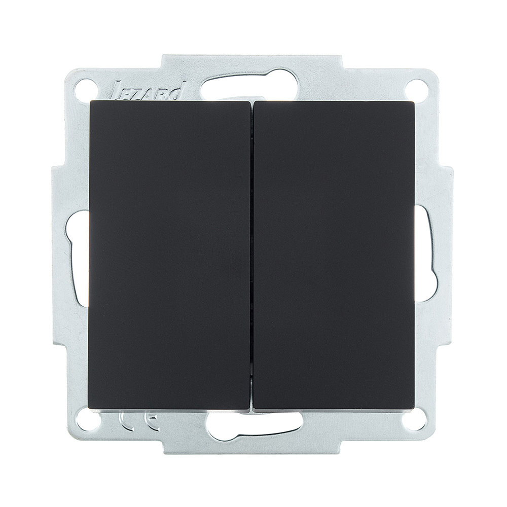 original-27573.jpg Выключатель Lezard Vesna двухклавишный встраиваемый черный бархат (742-4288-101) — изображение 1