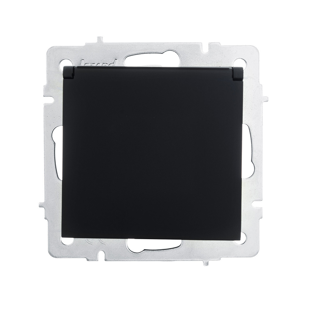 original-27583.jpg Розетка Lezard Vesna встраиваемая черный бархат с крышкой (742-4288-123B) — изображение 1